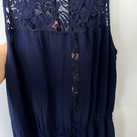 Elegant Navy Blue Lace Jumpsuit - Picture 2 of 4